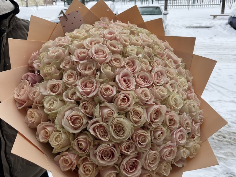 Букет из 101 нежной розы